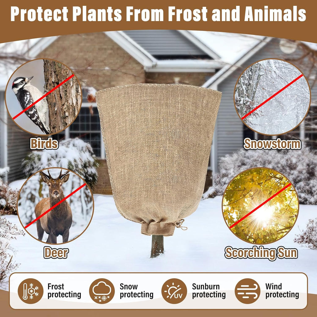 Riare 2 Packs 40 × 47 Inch Large Winter Plant Cover Bags with Drawstring