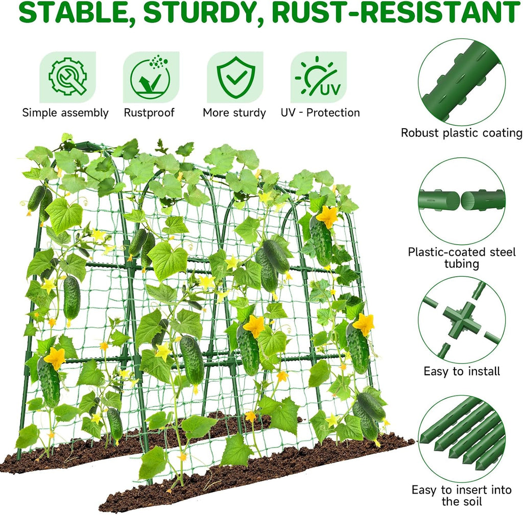 Cucumber Trellis for Raised Bed, U-Shape Garden Trellis for Climbing Plants Outdoor, Metal Arch Trellis for Vegetables