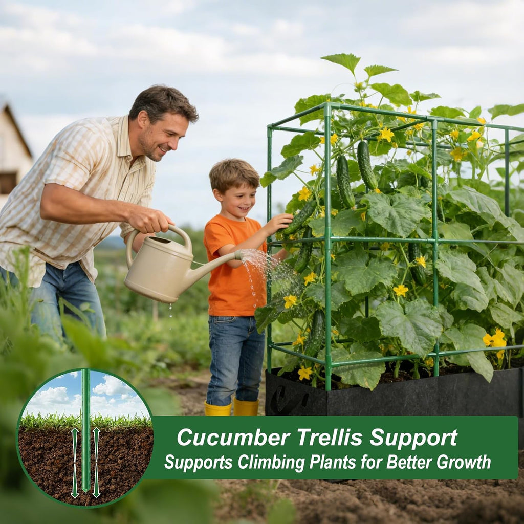 51x17x65Inch Tomato Cage for Garden - with 46 Gallon Grow Bags | Heavy-Duty Square Tomatoes Cages, Tomato Trellis
