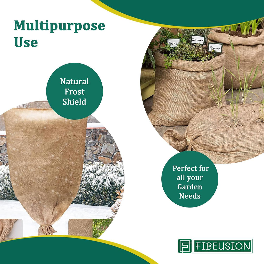 Heavy Duty Reusable Burlap Sacks 32" X 40" – Perfect Burlap Sack for Plants, Winter Plant Covers, Vegetable Storage &