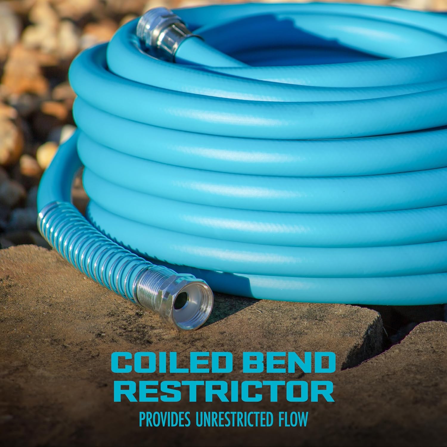 Aqua Joe AJPGH50-DWS Hybrid Polymer Flex Garden Hose, Kink-Free Hose, 450 PSI Max, 50 Feet Long, 5/8 Inches Wide