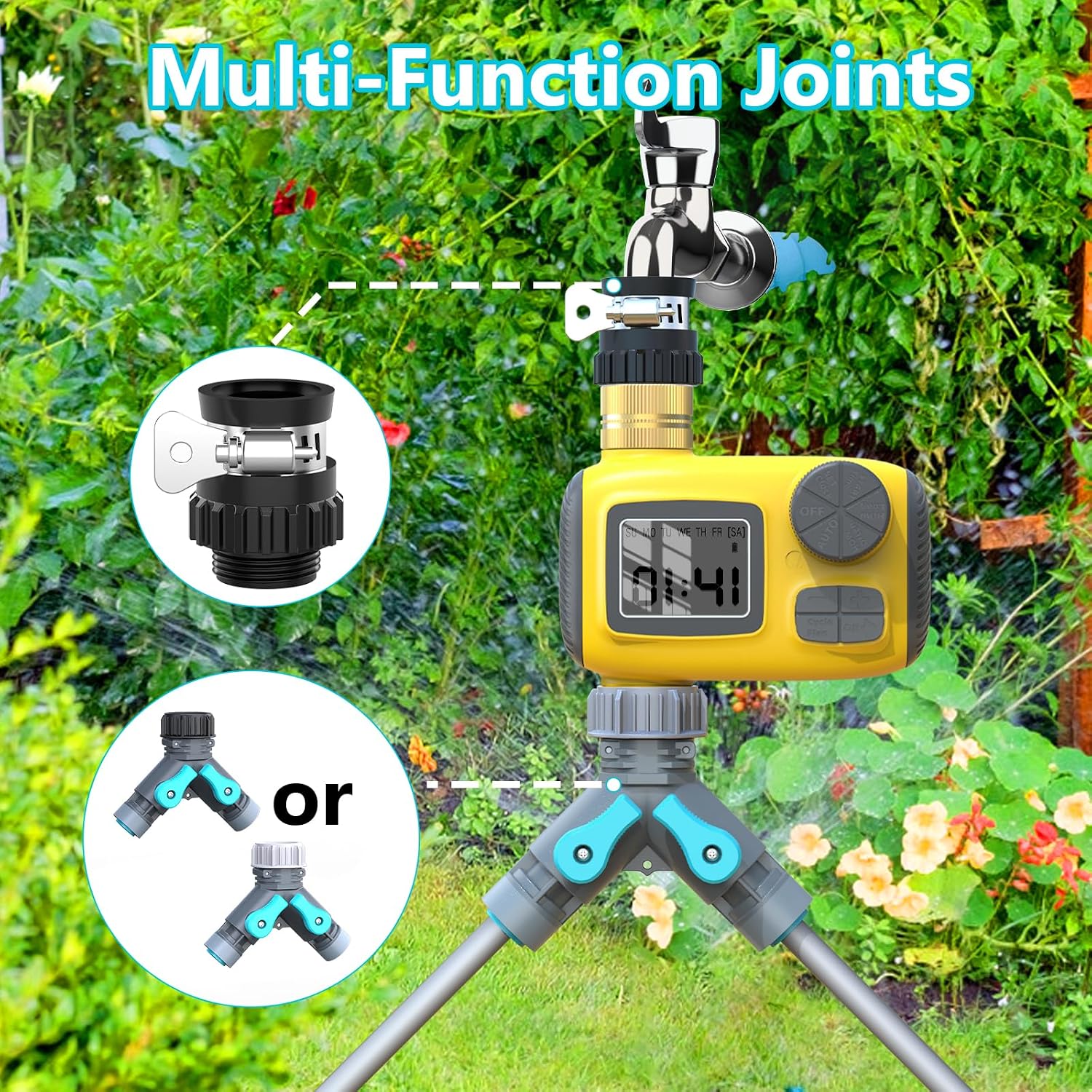 100FT Drip Irrigation System Kit with Water Timer for Garden | 1/2" High-Flow Mainline Auto Irrigation System, 16pcs