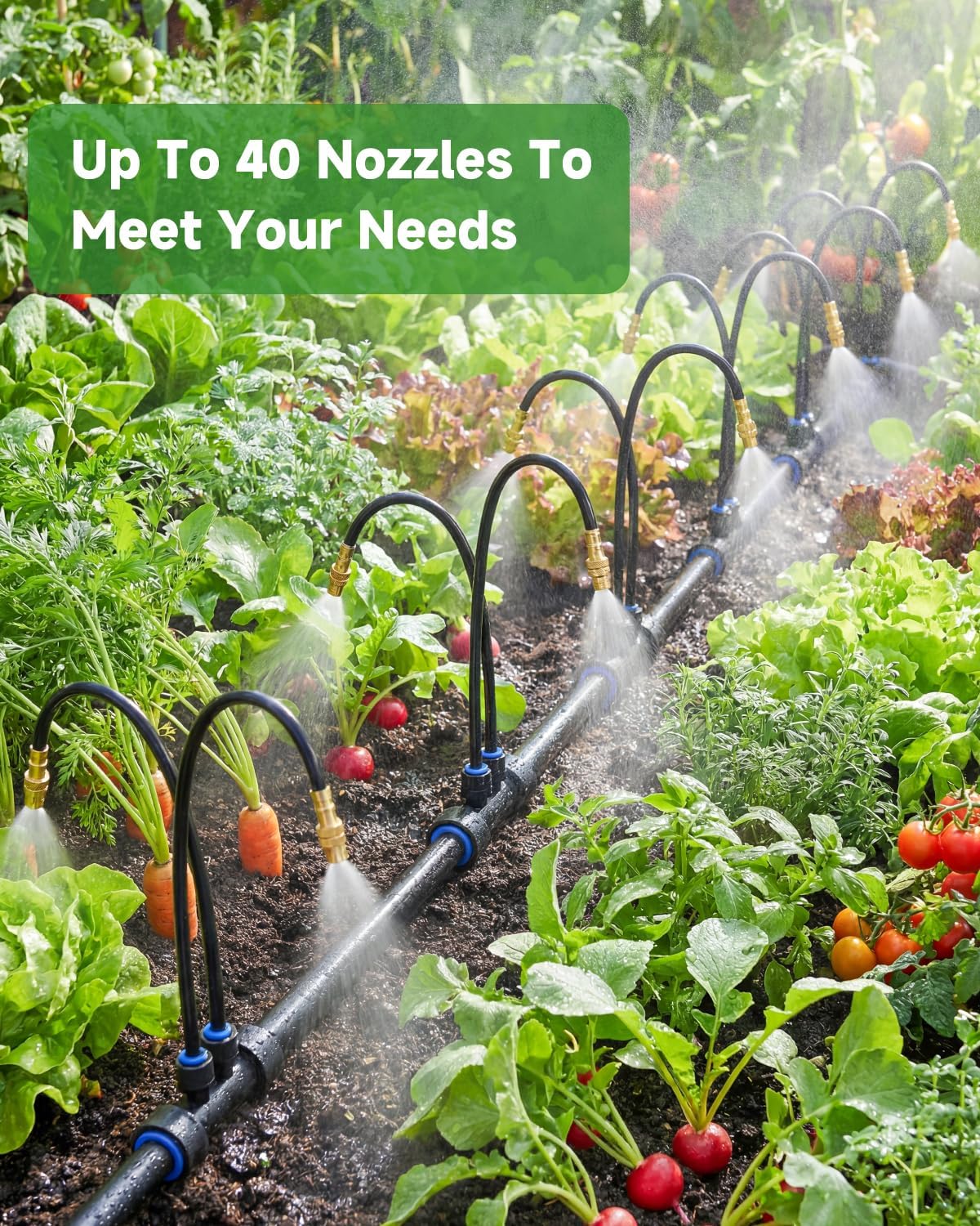 66FT Drip Irrigation System with Timer, Automatic Watering System Kit with Solid Brass Metal Connectors, 360°