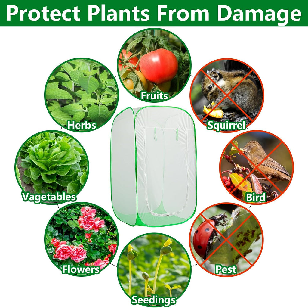 59" x 35" x 35" Pop Up Garden Mesh Plant Cover, Plant Protectors Mesh Plant Enclosure, Garden Net Cage Pest Protection