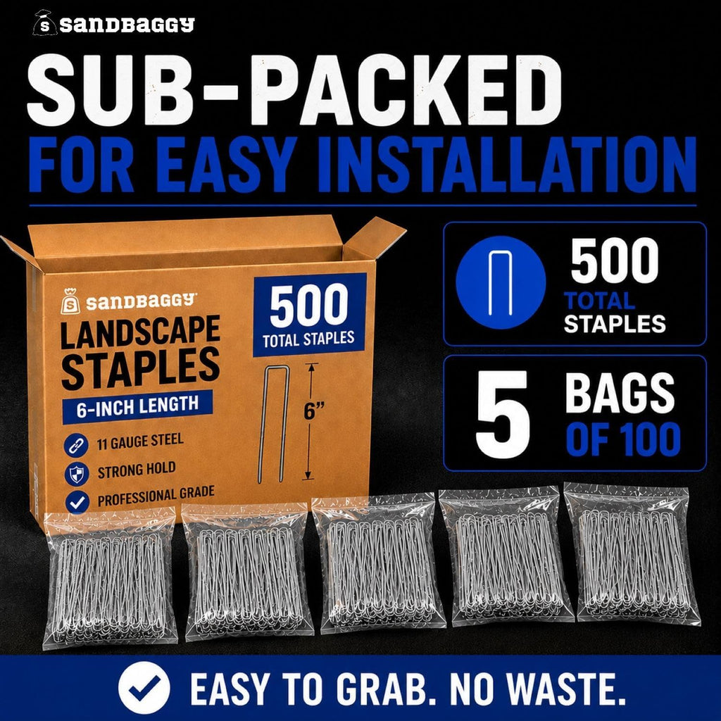 Sandbaggy 500-Count 6-Inch Galvanized Landscape Staples - SOD Garden Stakes ~ Trusted by Farmers & Contractors Across
