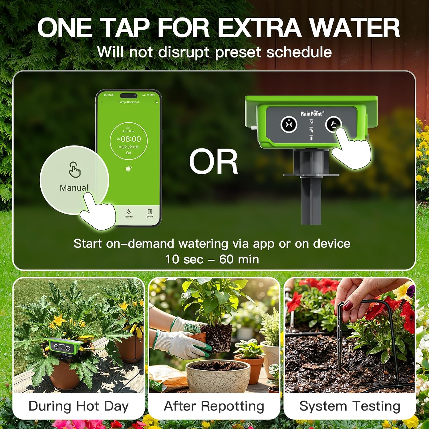 RainPoint WiFi Solar Drip Irrigation System Indoor & Outdoor,WiFi HUB Need | App Control Smart Automatic Plant