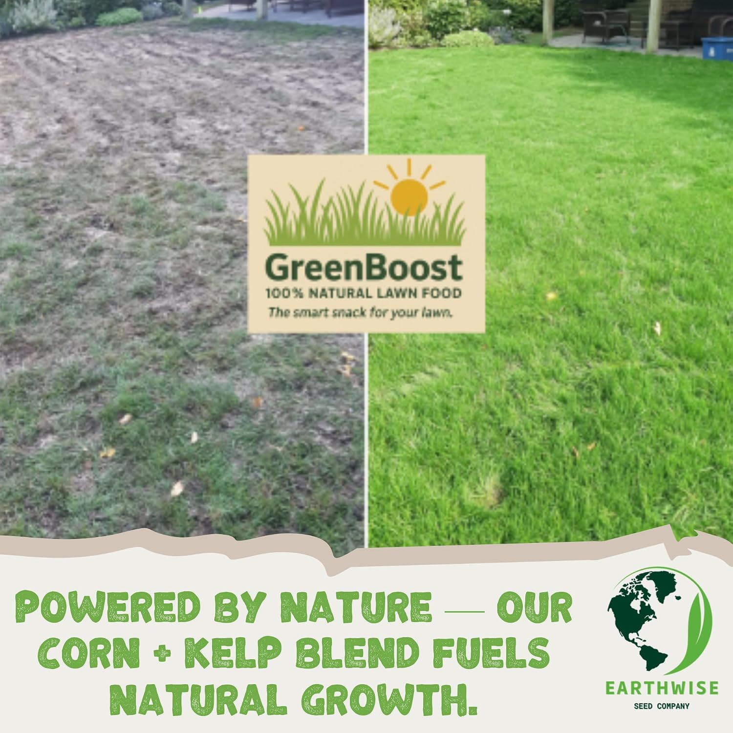 Earthwise GreenBoost Natural Lawn Food - 10 lb, 1,000 sq ft | Corn Gluten and Kelp Meal, 9.6-0-0 Quick-Release