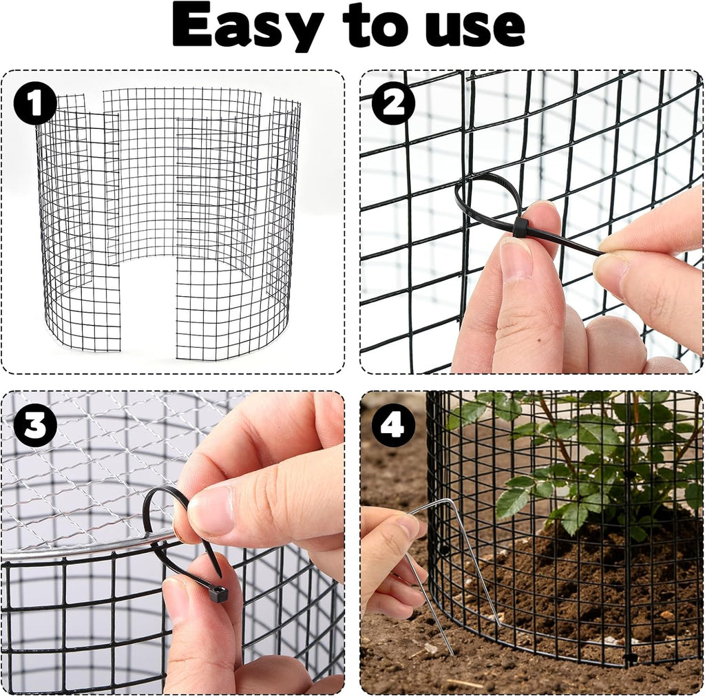 10 Sets 12"x 12" Garden Plant Protectors from Animals with Detachable Covers Metal Plant Cage Chicken Wire Cloche with