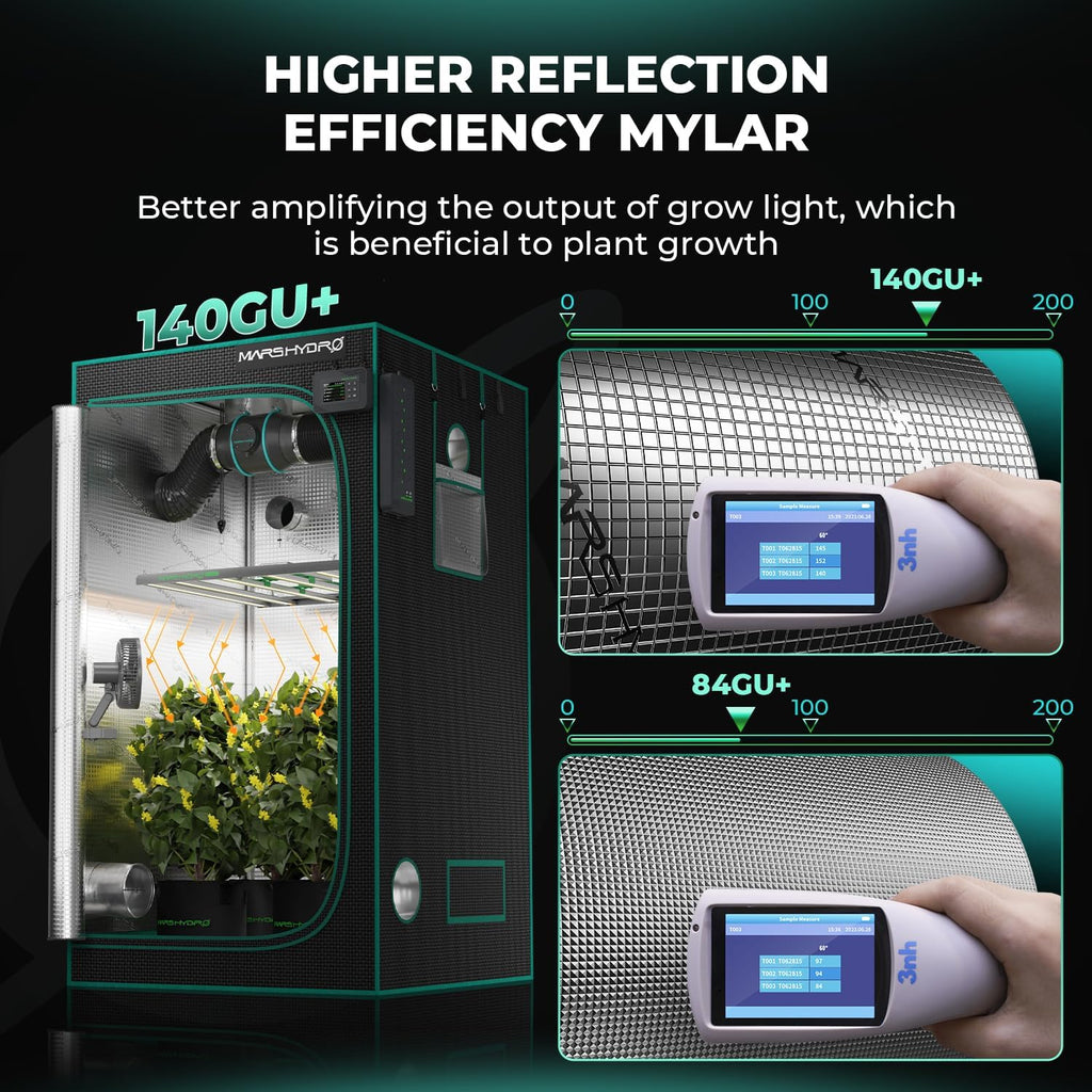 MARS HYDRO 4x4 Advanced Grow Tent, 48"x48"x80" Indoor Plant Growing | Reflective Mylar 1680D,Hangers for