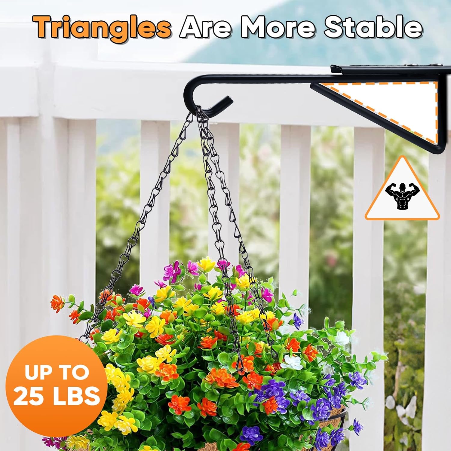 4Pack Adjustable Vinyl Fence Hooks Fit Fence Widths 0.75-3 Inch, Heavy Duty Vinyl Fence Plant Hangers for Hanging Plant