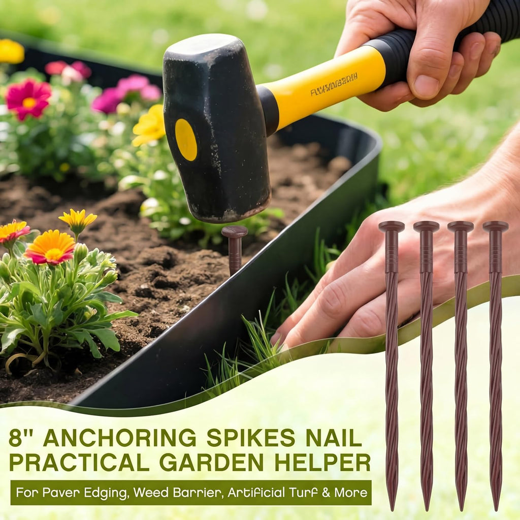 Jetec 150 Pcs 8 Inch Brown Landscape Edging Stakes, Spiral Anchoring Spikes | Spiral Anchoring Design, Reinforced