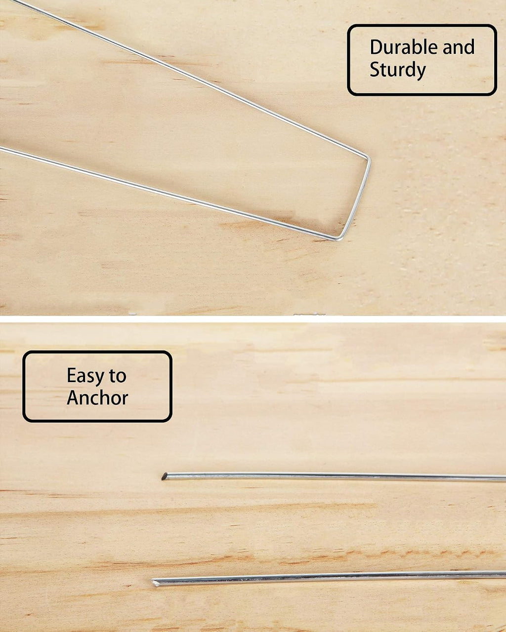 LANIAKEA Garden Stakes 8 Inch Metal Garden Staples 200 Pack Galvanized Landscape Pins Heavy Duty Landscape Stakes for