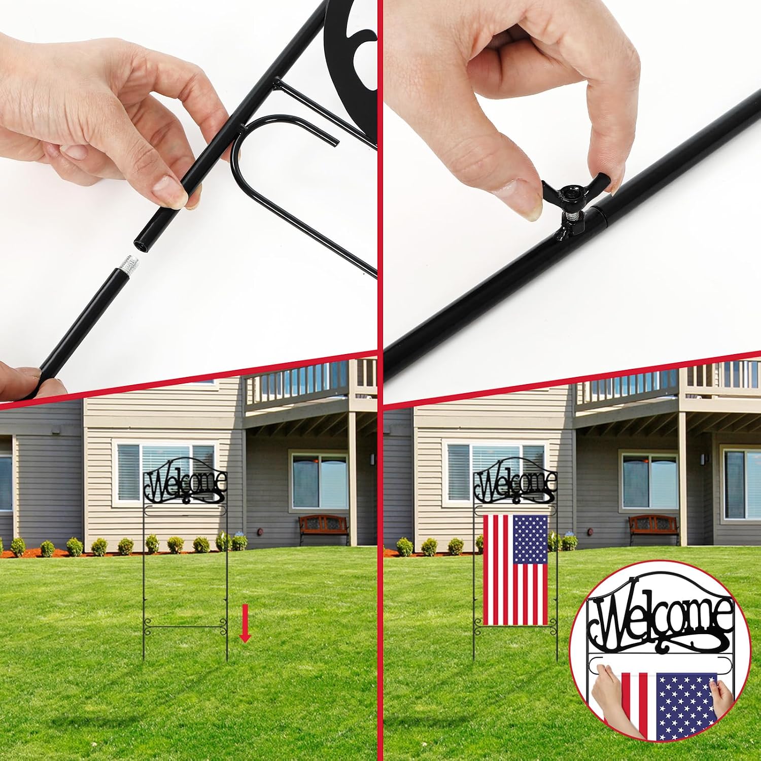 CroBlissful Garden Flag Holder Stand Garden Yard Flag Pole Stake Fits Max 14 x 25 Inch for Outside House Yard Lawn