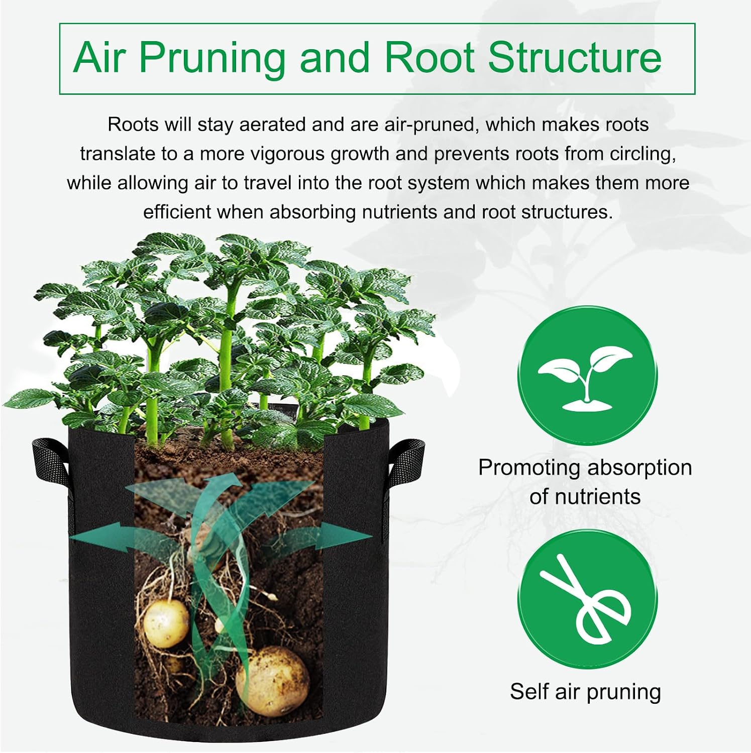 12-Pack 10 Gallon Grow Bags, 300G Thickened Nonwoven Garden Pots,Heavy Duty Fabric Pots with Reinforced Handles