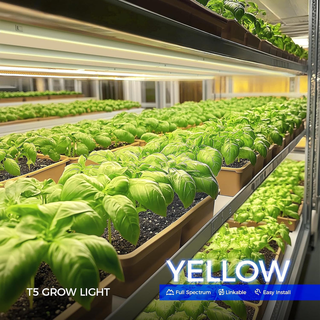 Barrina T5 Grow Lights for Plant Shelf, Yellow 4FT, 8 Packs, White Cover | 160W (8 x 20W), Full Spectrum, Plant Growing