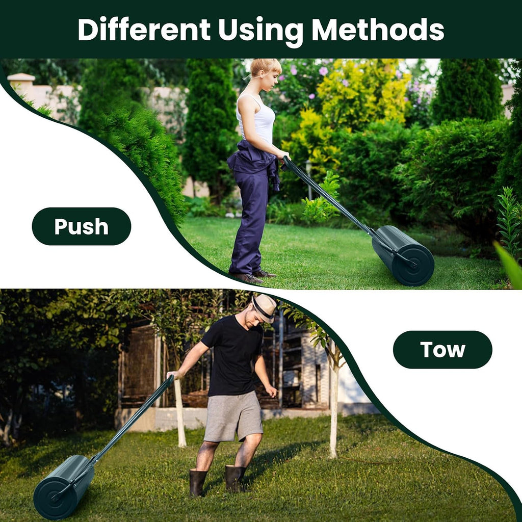 Lawn Roller, ARNOT 12x36-Inch, 63L/ 17 Gallons Heavy-Duty Push/Tow Behind Water/Sand Filled Garden Drum Roller for