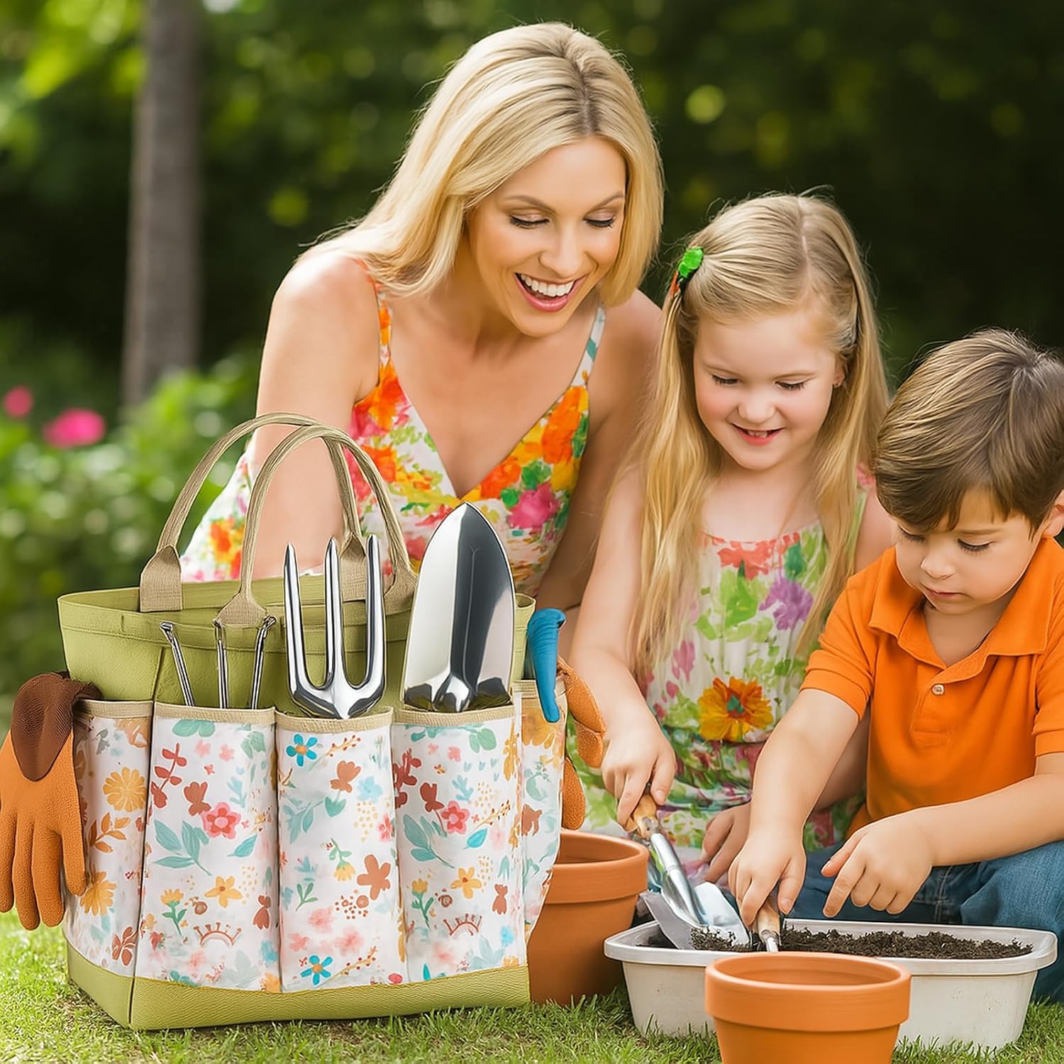 Gardening Tools 10-Piece Heavy Duty Garden Tool Set Gardening Gifts | Fashion Durable Tote Organizer Bag, Shears