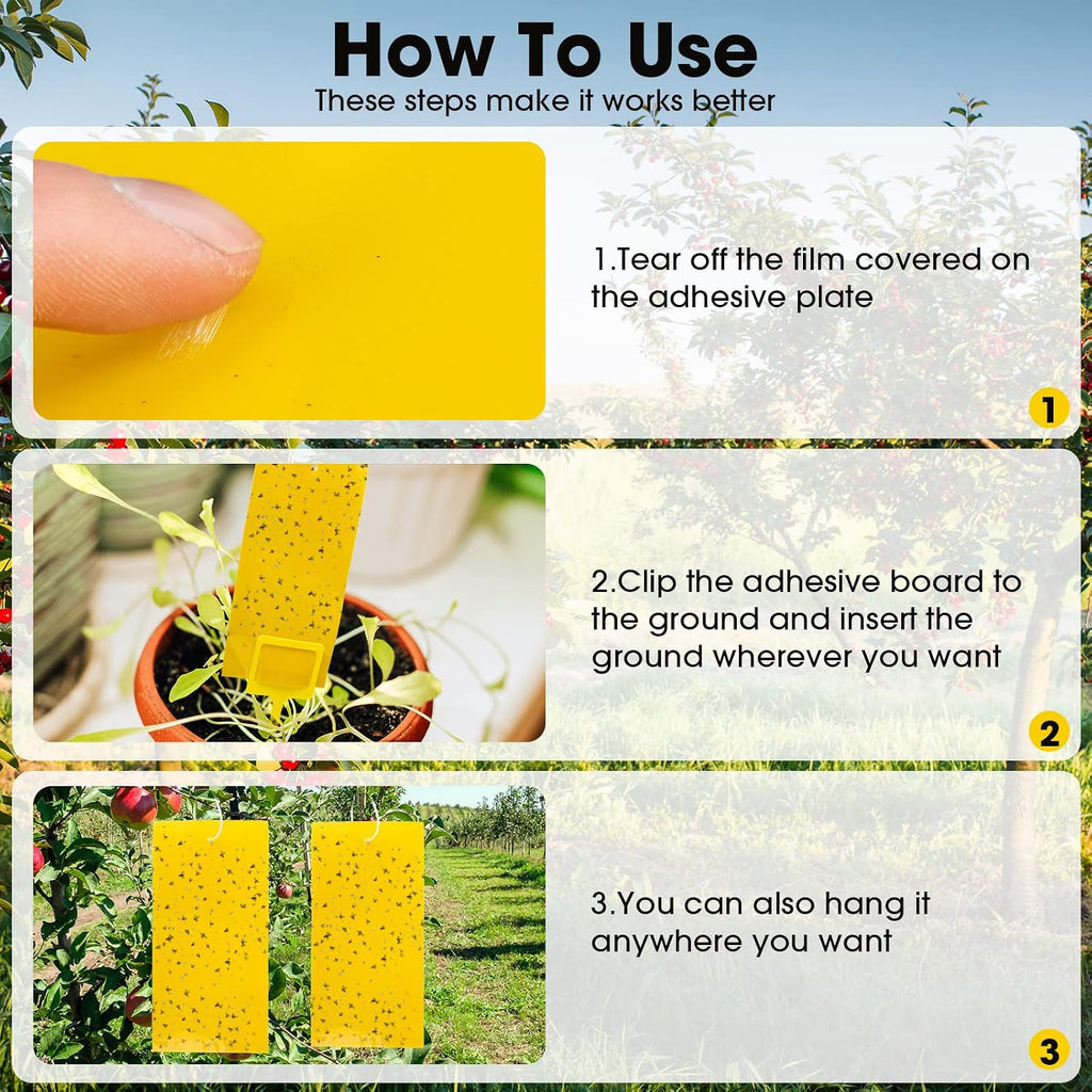 Qualirey 220 Pcs 7.9 x 4 Inch Yellow Sticky Traps for Plant Gnats Dual Sided Fruit Fly Sticky Traps for Indoors