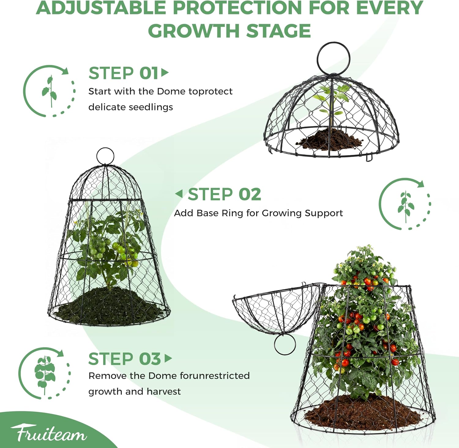 FRUITEAM Metal Plant Covers 6pcs, Heavy Duty Garden Cloche Plant Cage | 13"x15.8"H Rust-Proof Plant Protectors from