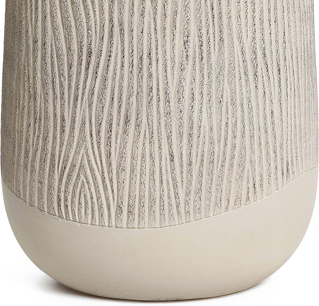 LuxenHome Blended Tan 19" Tall Plant Pot, Large Garden Pot for Plants | With Drainage Hole and Plug, Textured Finish