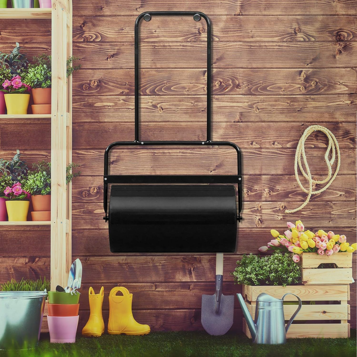 VINGLI 20 Inch Lawn Roller Water Filled Pull Behind Garden Drum Roller Push/Tow Behind, Water/Sand Filled for Garden