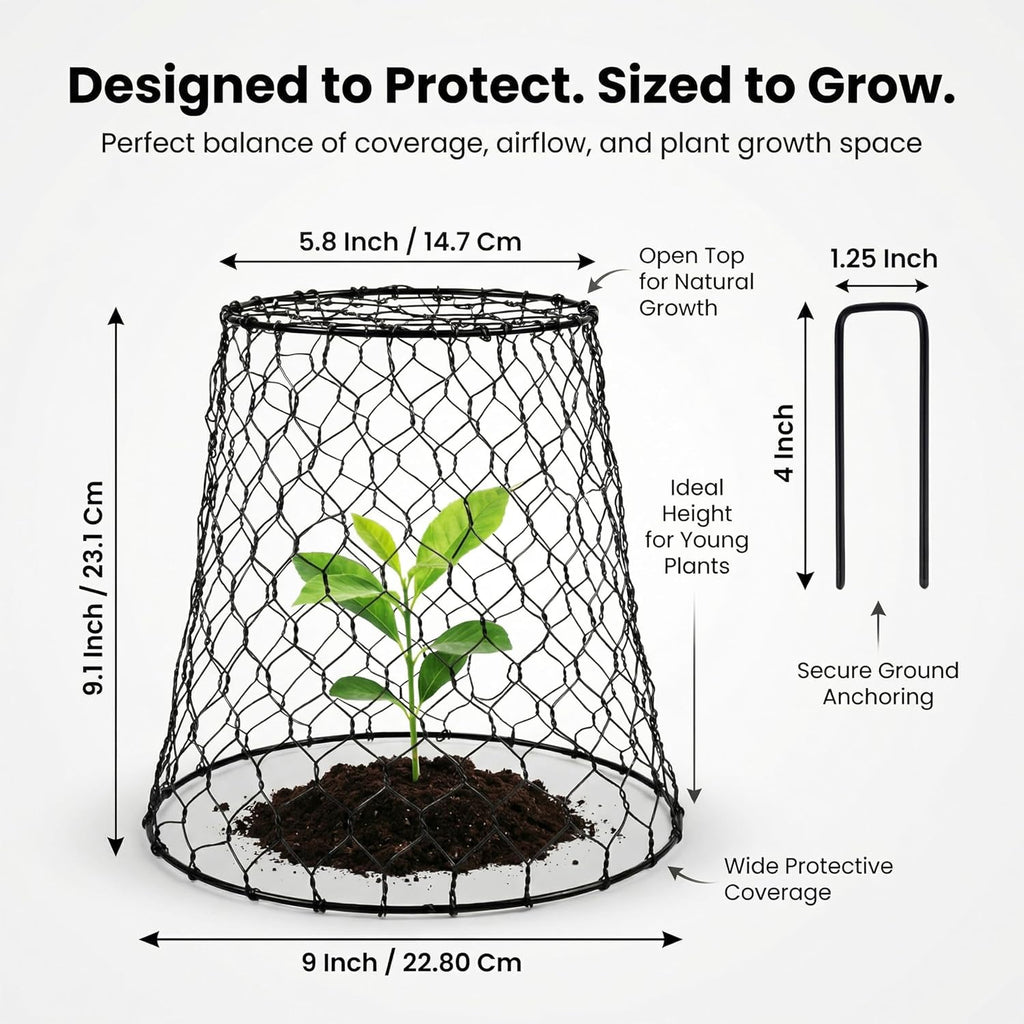 Garden Cloches for Plants, Outdoor Plant Protectors, 10 Pack, Dome | 9''x9” Breathable Mesh Close Top Seedling Plant