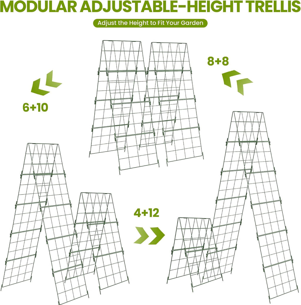 2 Pack Heavy Duty Adjustable A-Frame Trellis for Climbing Plants,48"x16", Rust-Proof Metal Garden Trellis with Dense