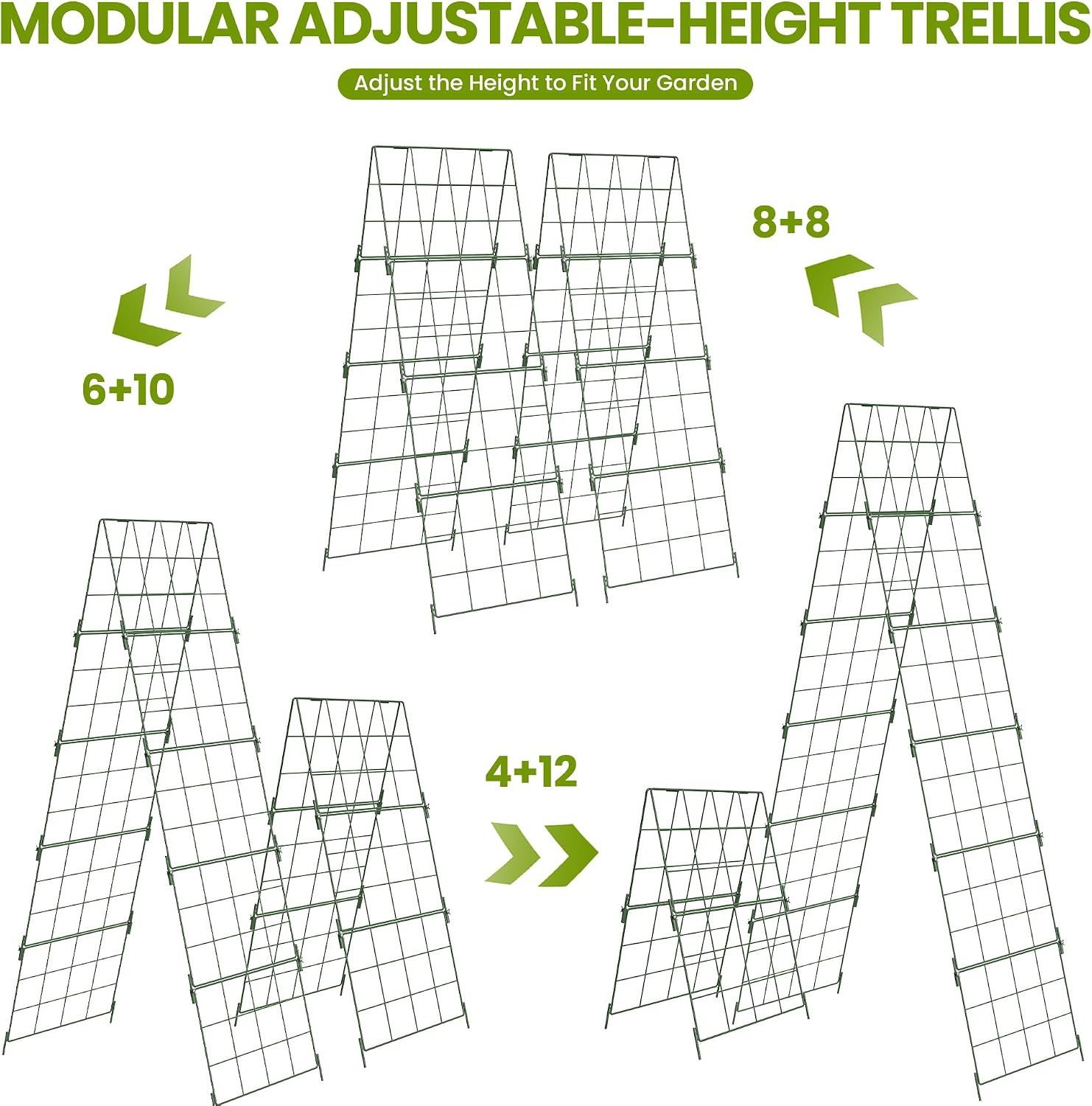 2 Pack Heavy Duty Adjustable A-Frame Trellis for Climbing Plants,48"x16", Rust-Proof Metal Garden Trellis with Dense