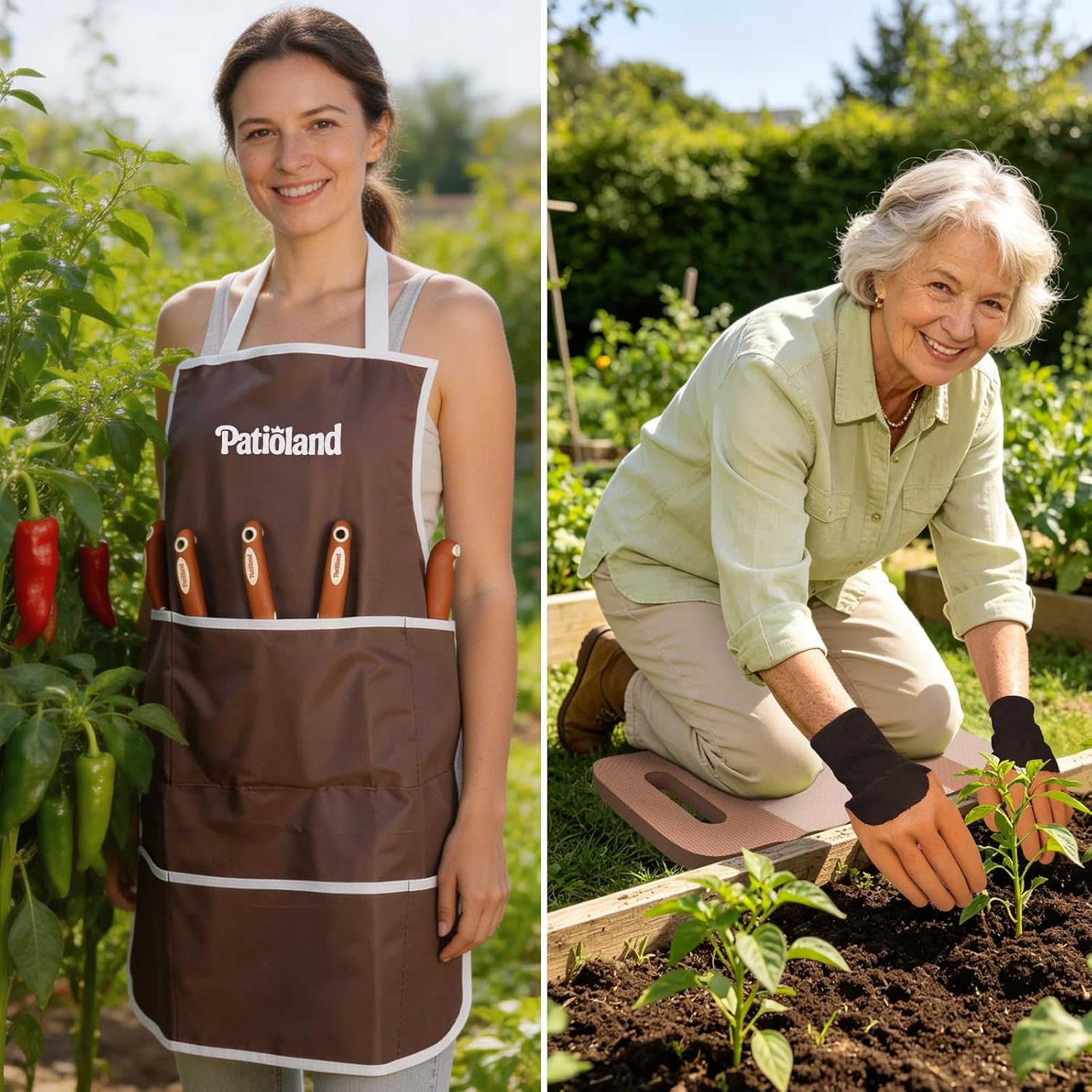 Brown Garden Tools Set 26-Piece, Gardening Gifts for Women Men | Aluminum Gardening Hand Tools w/Ergonomic Handles