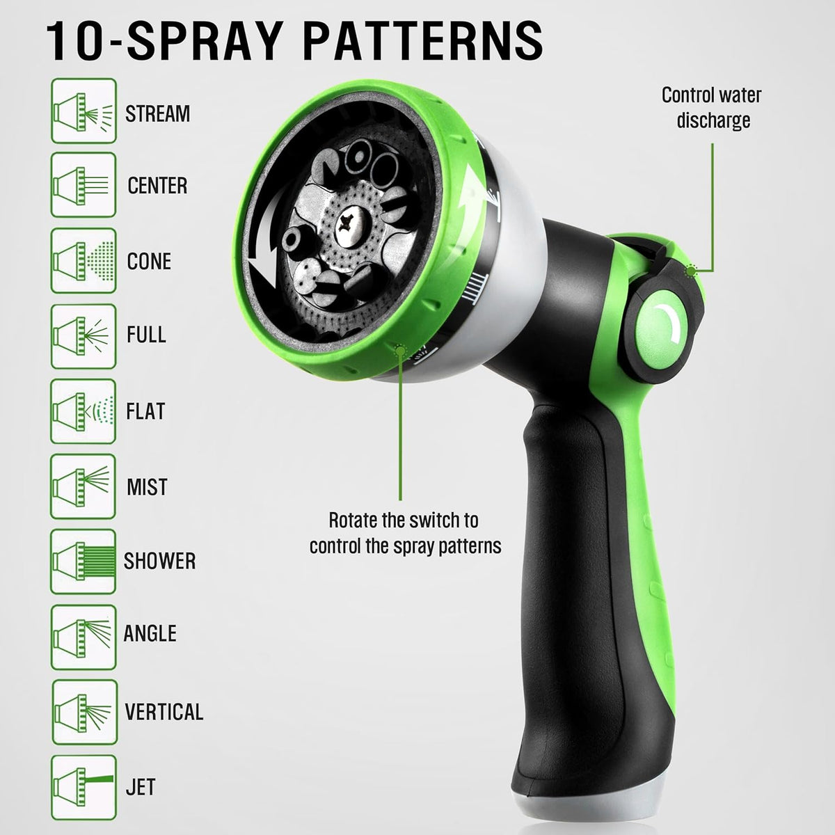 HBlife 50ft Garden Hose, Non Expandable Garden Hose with 10 Function Sprayer Nozzle, Flexible Lightweight Water Hose