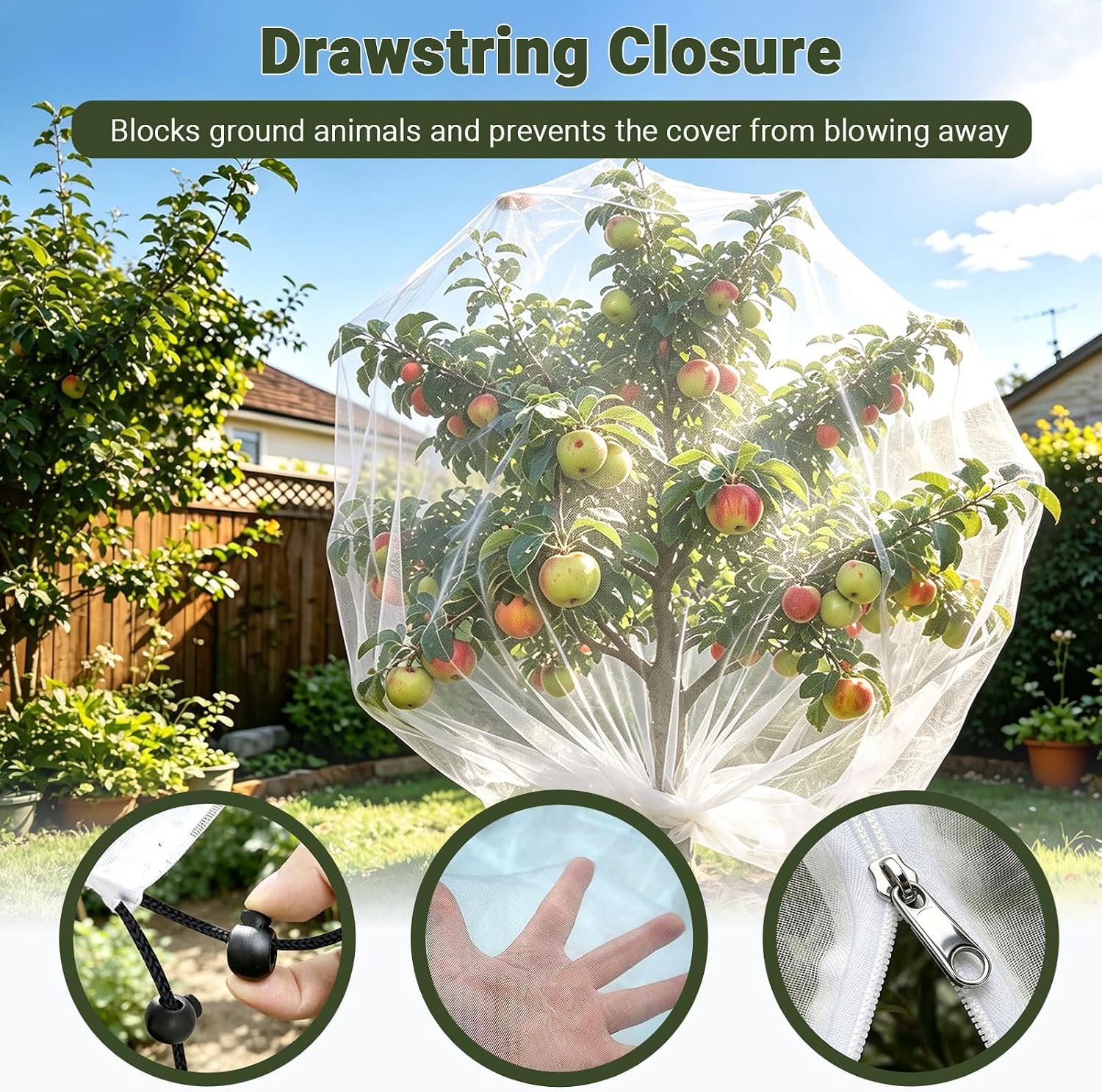 10x10FT Fruit Tree Netting Cover, Insect & Bird Barrier-1PCS | 60-mesh net guards blueberries,tomatoes,apples from