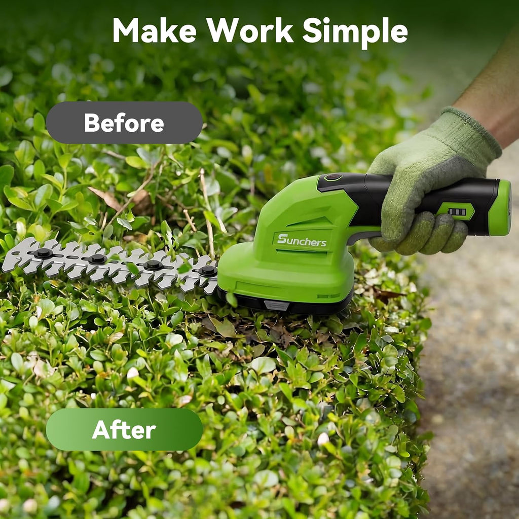 2 in 1 Hedge Trimmer Cordless, 7.2V Electric Grass Cutter Hedge Shears, Handheld Shrub Bush Trimmer, Lightweight Grass