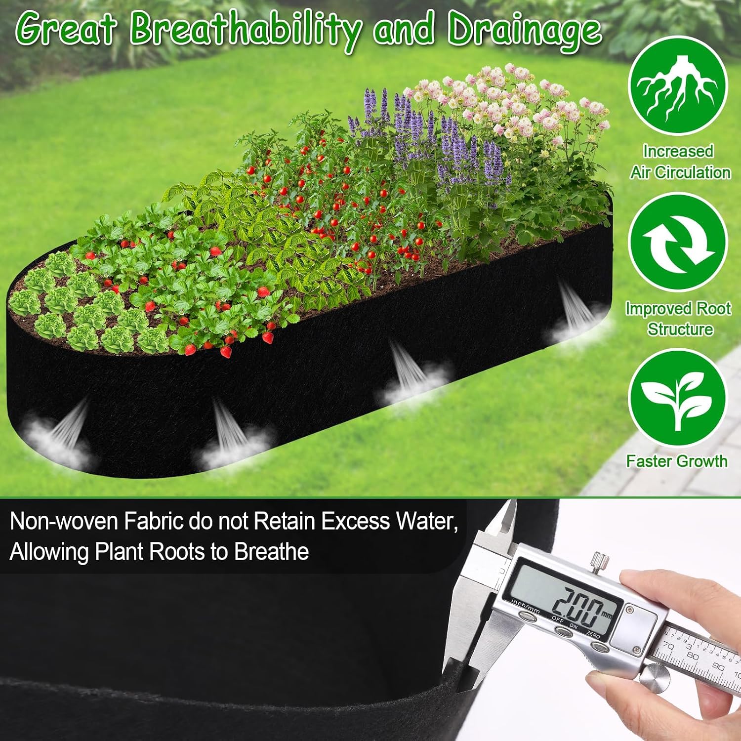 4x2x1FT Raised Garden Bed Liner for Gardening Outdoor, 2mm Thick, Oval | Fabric Garden Grow Bed Bags for Outdoor Metal