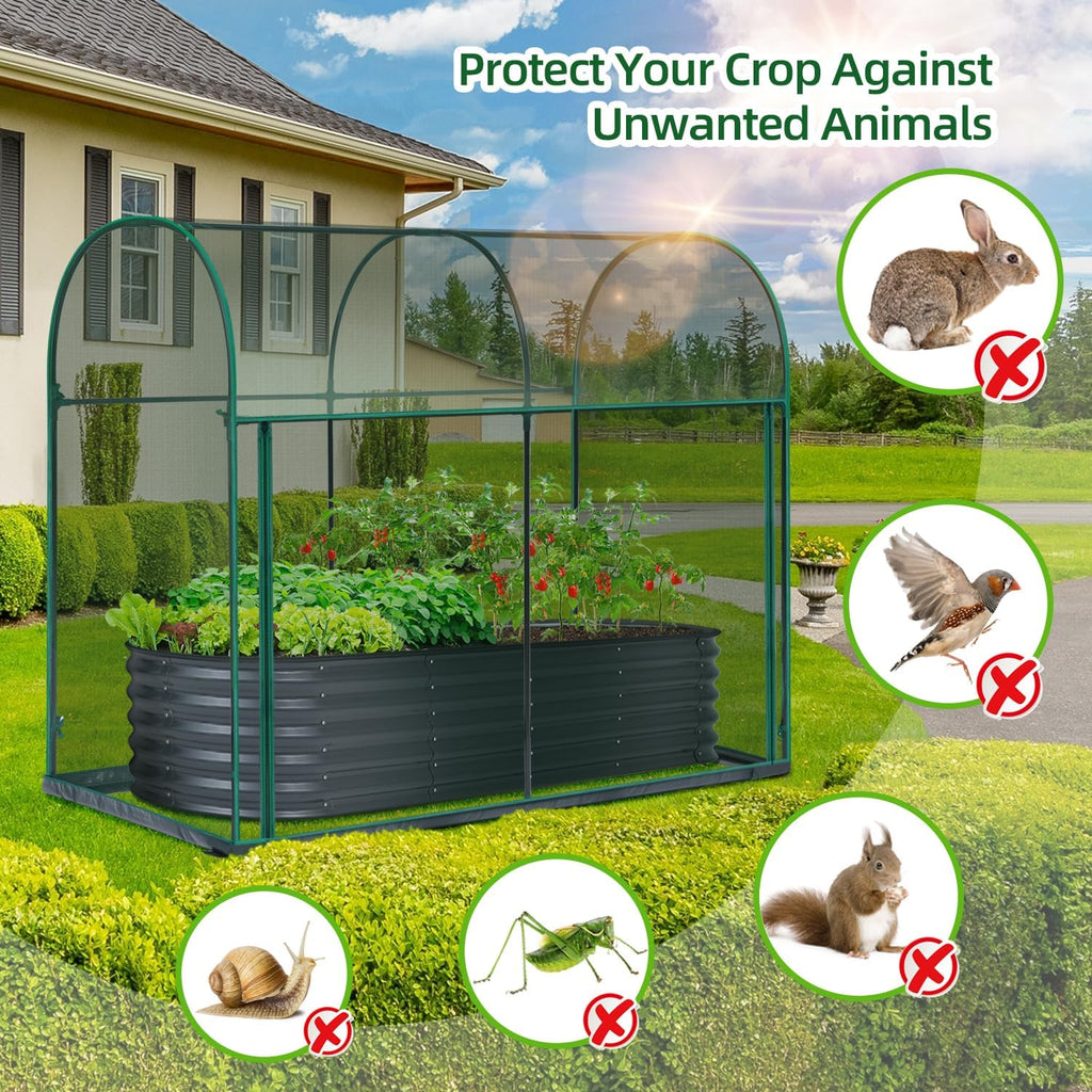 Ohuhu Crop Cages for Garden Plant: 6x3x5 Ft Tent Cage, Plant Netting Cover with Zipper, Garden Bed Cover, Plant Cover