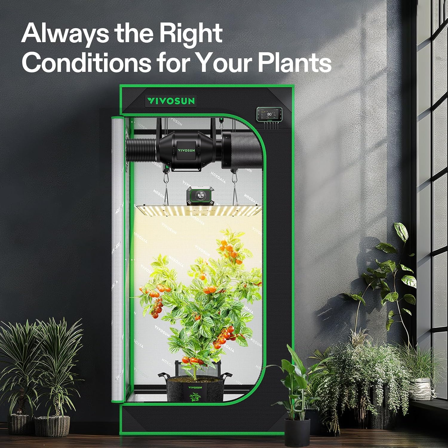 VIVOSUN Smart Grow Tent Kit 2x2, 1-Plant WiFi-Integrated Grow Kit System | 100W Full Spectrum LED, Automatic