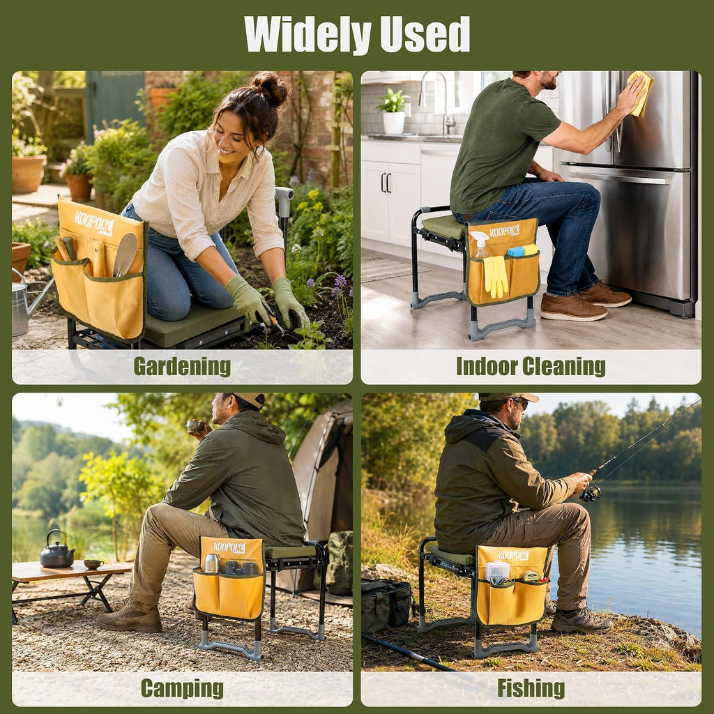 Garden Kneeler and Seat, Foldable Garden Stool, with Kneeling Pad & Bag | Garden kneeling pad, Garden stools for