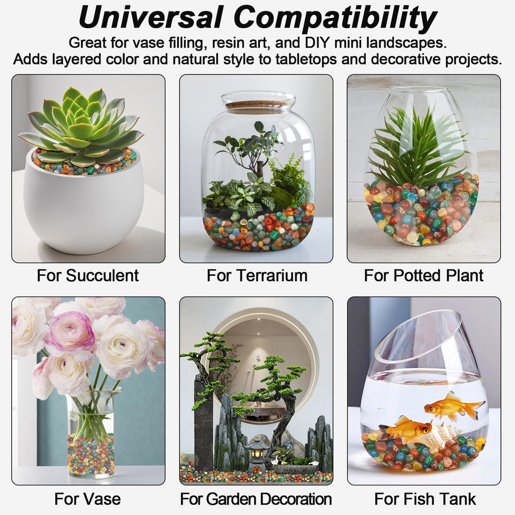 Decorative Aquarium Rocks & Pebbles for Fish Tank, Plant, & Landscaping | Smooth Polished Pebbles for DIY Resin Art