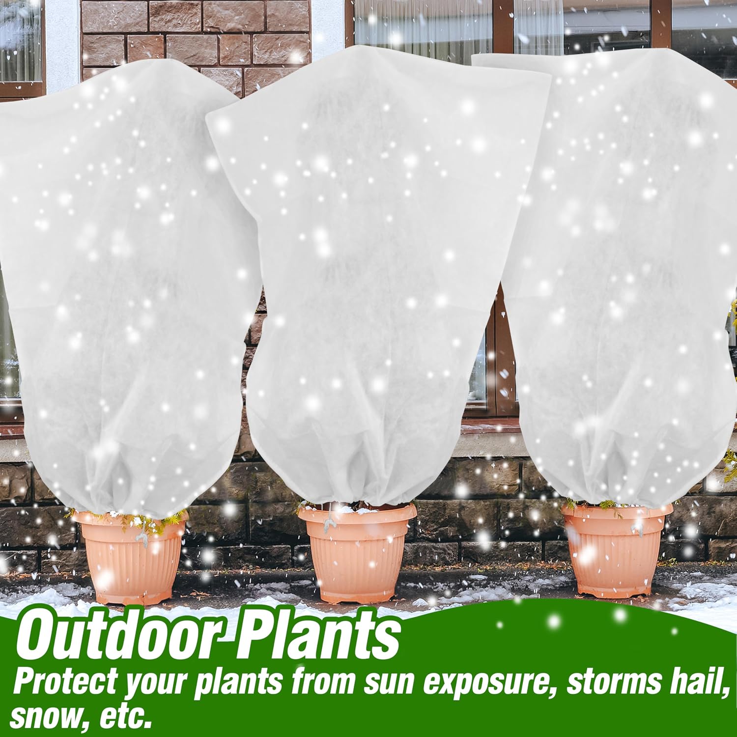 Gardzen 5-Pack Plant Cover Drawstring Tree Cover, Winter Freeze Plant Protection, Tree Jacket Frost Blanket for Outdoor