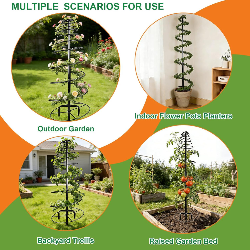 2 Pack Spiral Metal Trellis for Climbing Plants Outdoor-75 Adjustable | Plants Trellis Support, Metal Garden Trellis