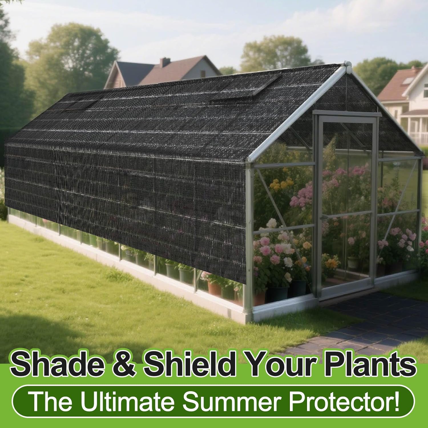 Bigmeta Cuttable Shade Cloth for Garden | 10x30FT 50% UV-Resistant Mesh Tarp with Rope, Black Sun Cover Net for Patio