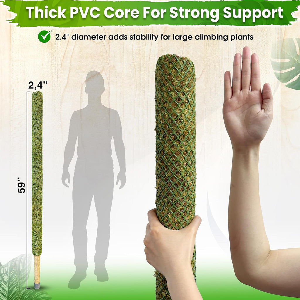 59" Large Green Mesh Moss Pole Monstera Plant Support, (1pc., 59'') | Rigid Stakes for Indoor Plants with Real Forest
