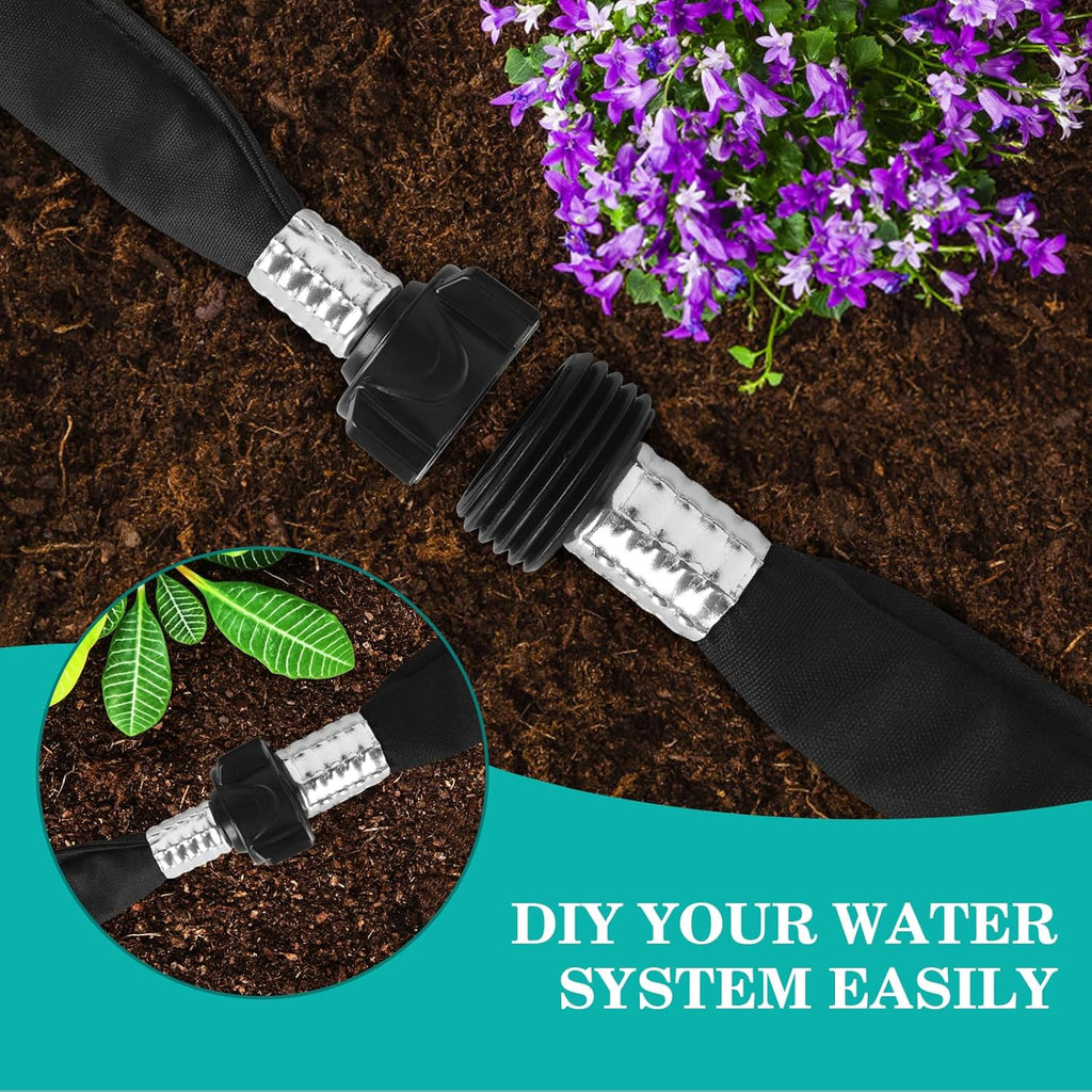 AIODE Flat Soaker Hose 200FT (50FT 4Pack) for Garden Beds Drip Hose Heavy Duty Save 80% Water for Vegetable Tree (200FT)
