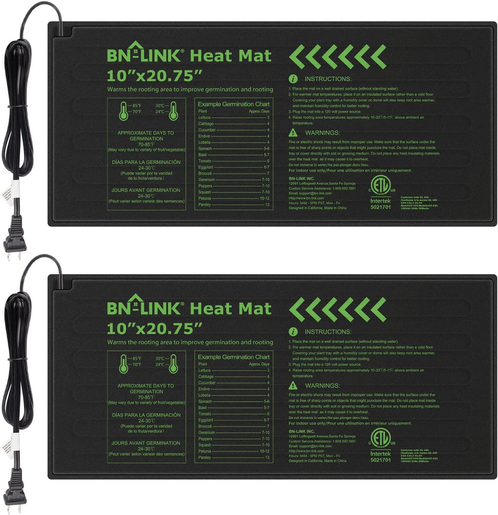 BN-LINK Seedling Heat Mat 10" x 20.75"-2 Pack and 5 Pack 5 Gallon Grow Bags