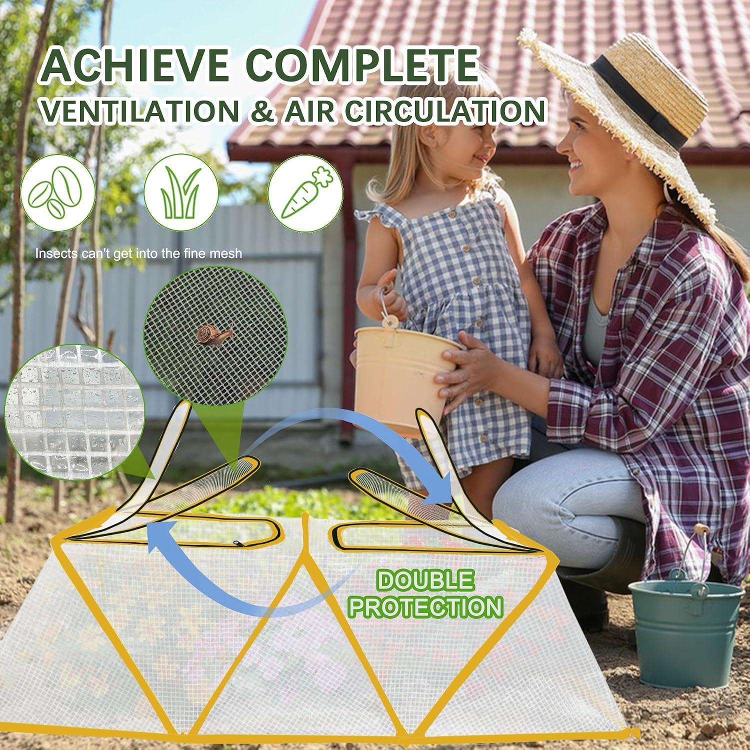47.2" *14.6" *13.4" Foldable Garden Row Accelerator Plants Cover for Raised Garden Bed, Mini Greenhouse Cover with Two