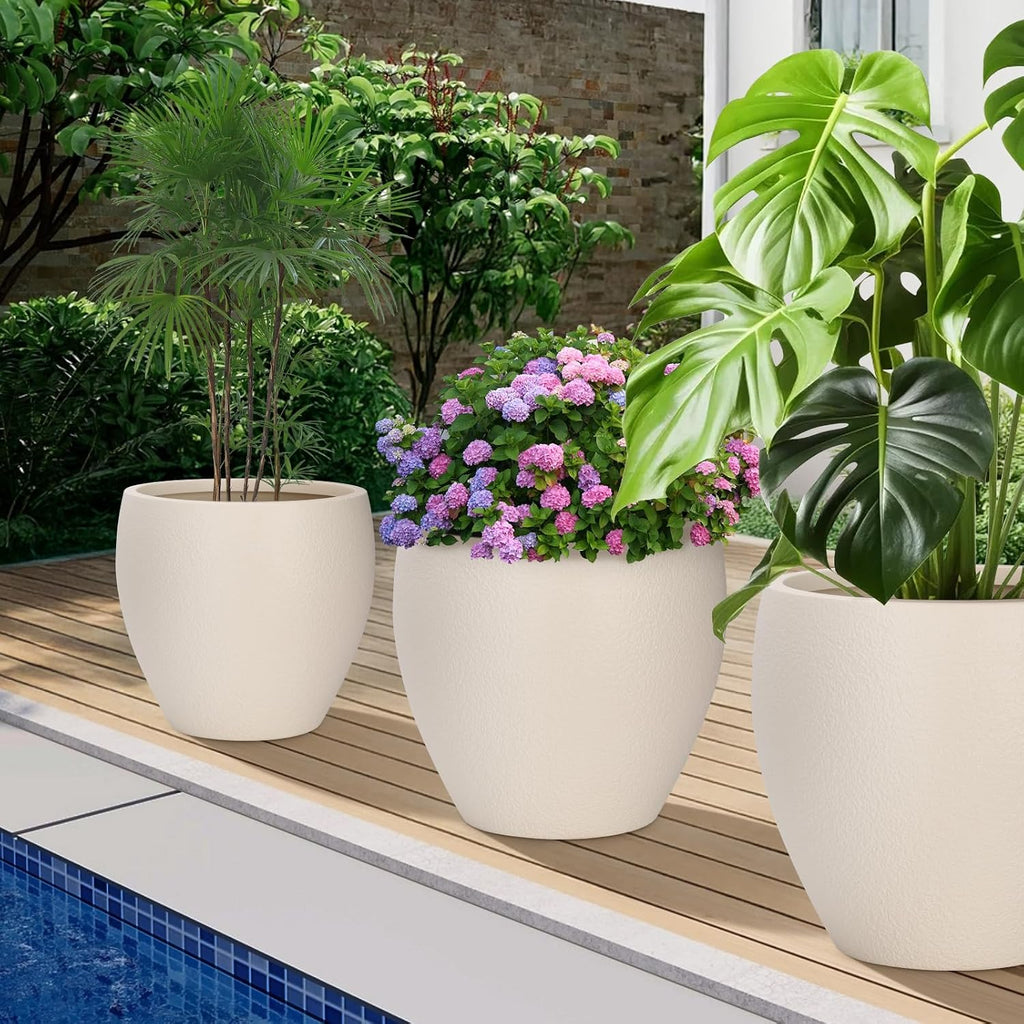 YNNICO Plant Pots 17.5/14.8/12.2 inch Set of 3, Flower Pots with Drainage Holes, Large Planters for Indoor Outdoor