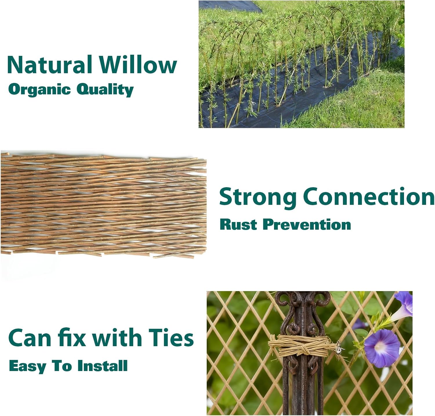 Natural Willow Lattice 2 Pack, Willow Expandable Fence 36x98 Inch, Reusable Lattices Trellis for Climbing Plants