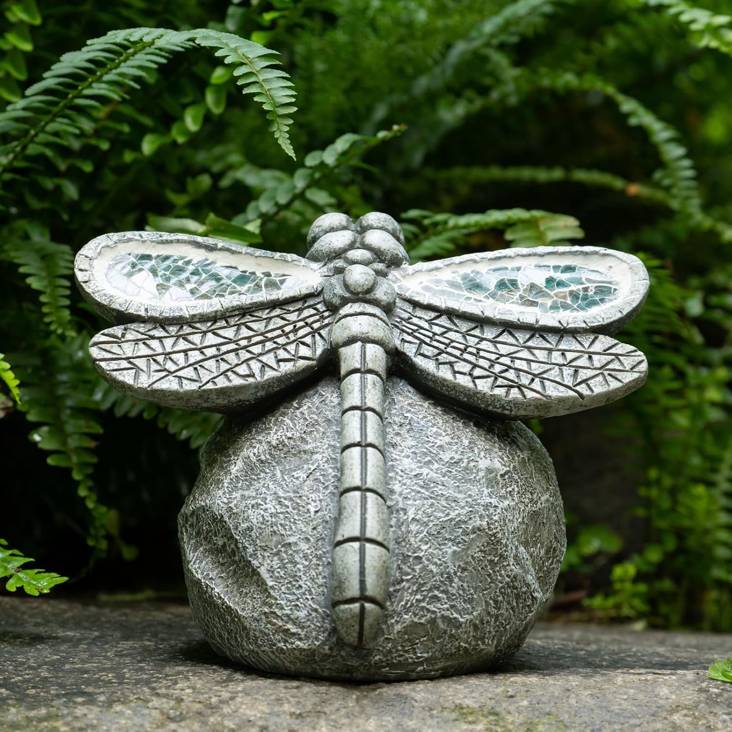 Rezpuao Garden Statue Dragonfly,Solar Dragonfly Decor for Outdoor,Resin Dragonflies Figurine with Solar Light for