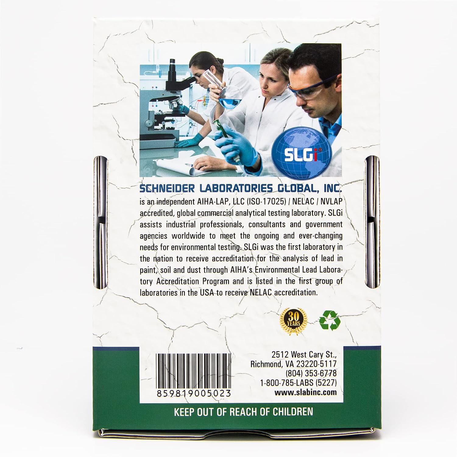 Lead Test Kit in Paint, Dust, or Soil 5PK (5 Bus. Day) Schneider Labs