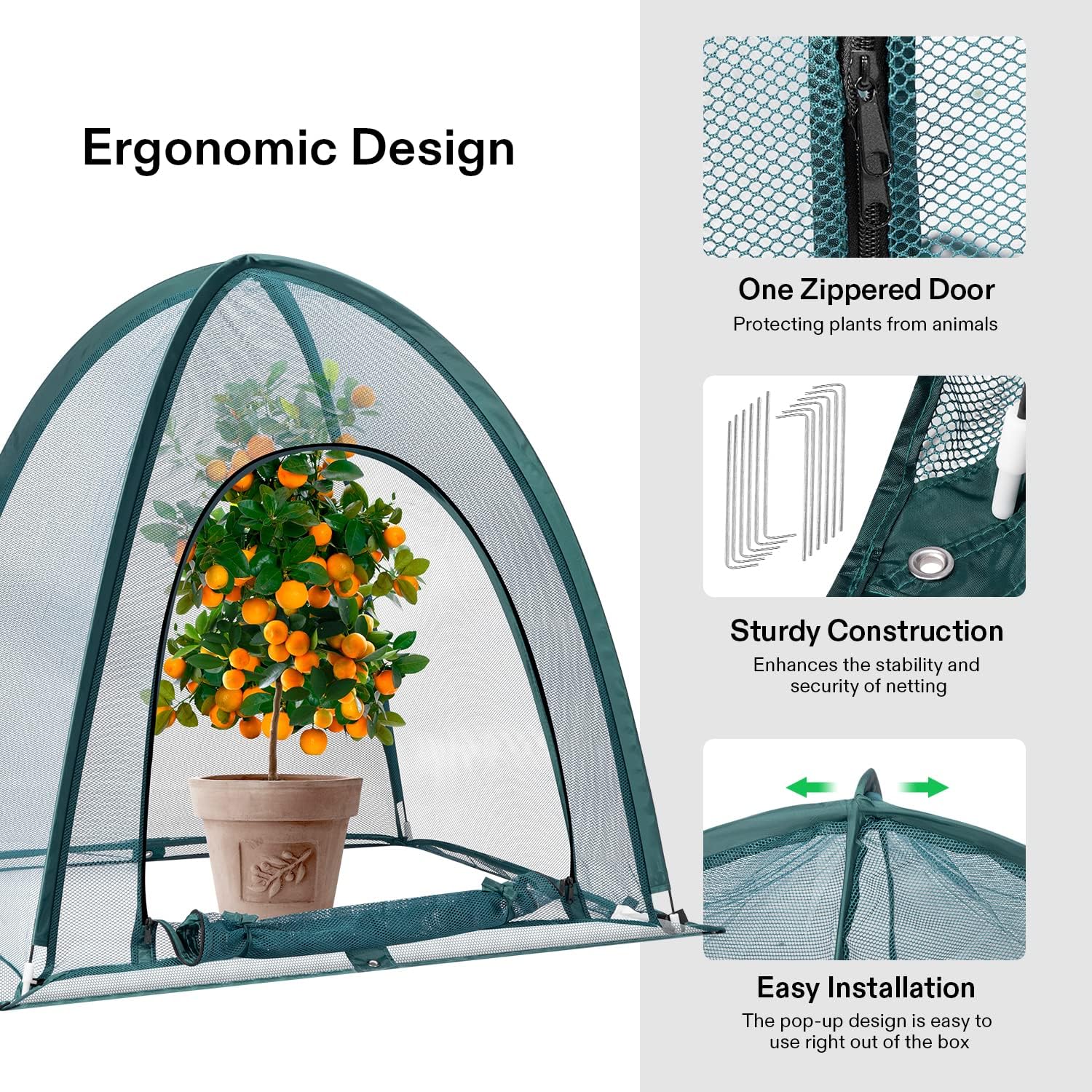 VIVOSUN Garden Netting Cover, 36 x 36 x 39 Inch Pop-up Guard Cover with Zip Entry for Plants, Vegetables, Fruits