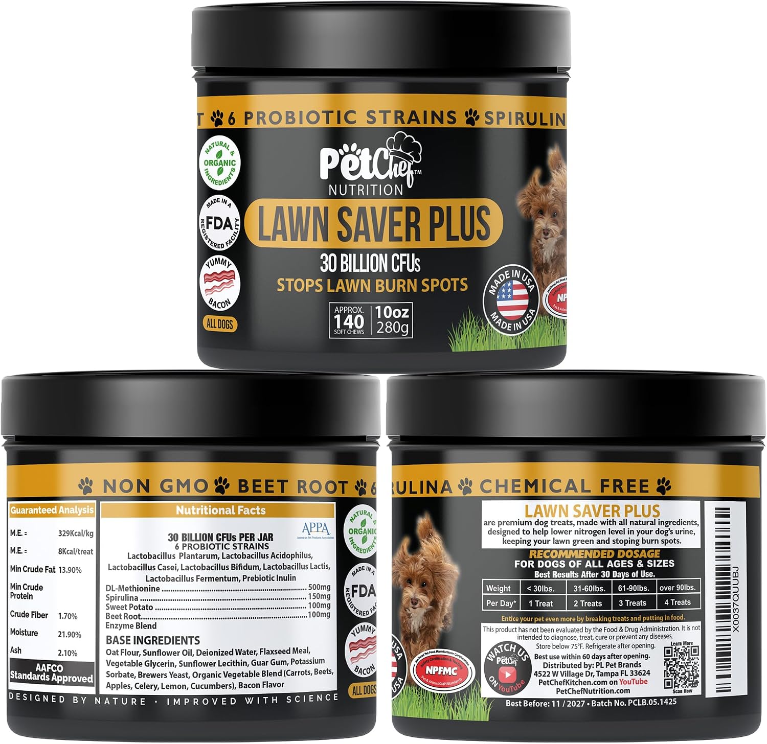 Pet Chef Dog Urine Neutralizer for Lawn Grass Burn Spot Saver Soft Chews Helps Reduce Yellow Spots & Protect Yard